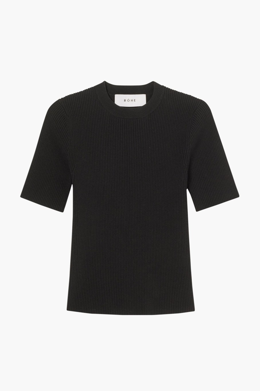 Clothing RÓHE | Short Sleeve Rib Knitted Top Noir