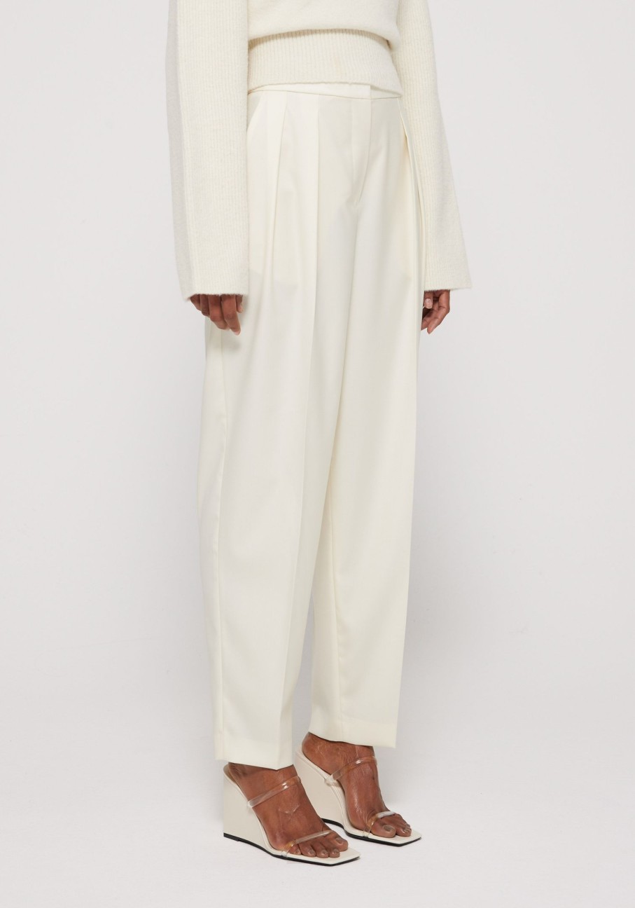 Clothing RÓHE | Double Pleat Tailored Trousers Cream