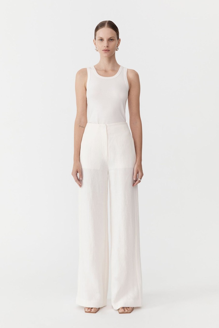 Clothing ST. AGNI | Linen Wide Leg Pants Ivory