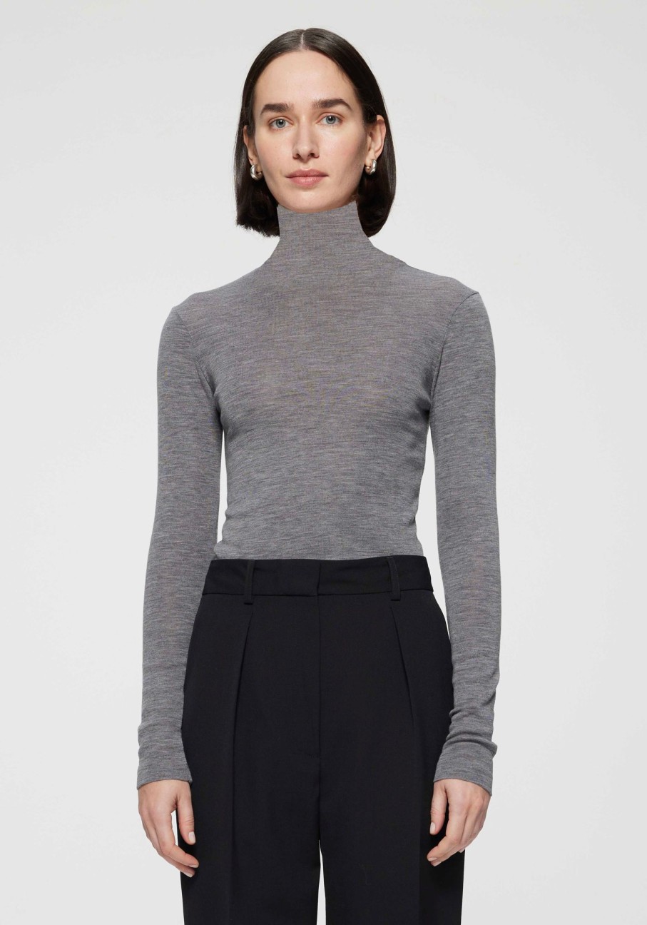 Clothing RÓHE | Fine Merino Turtleneck Grey Melange