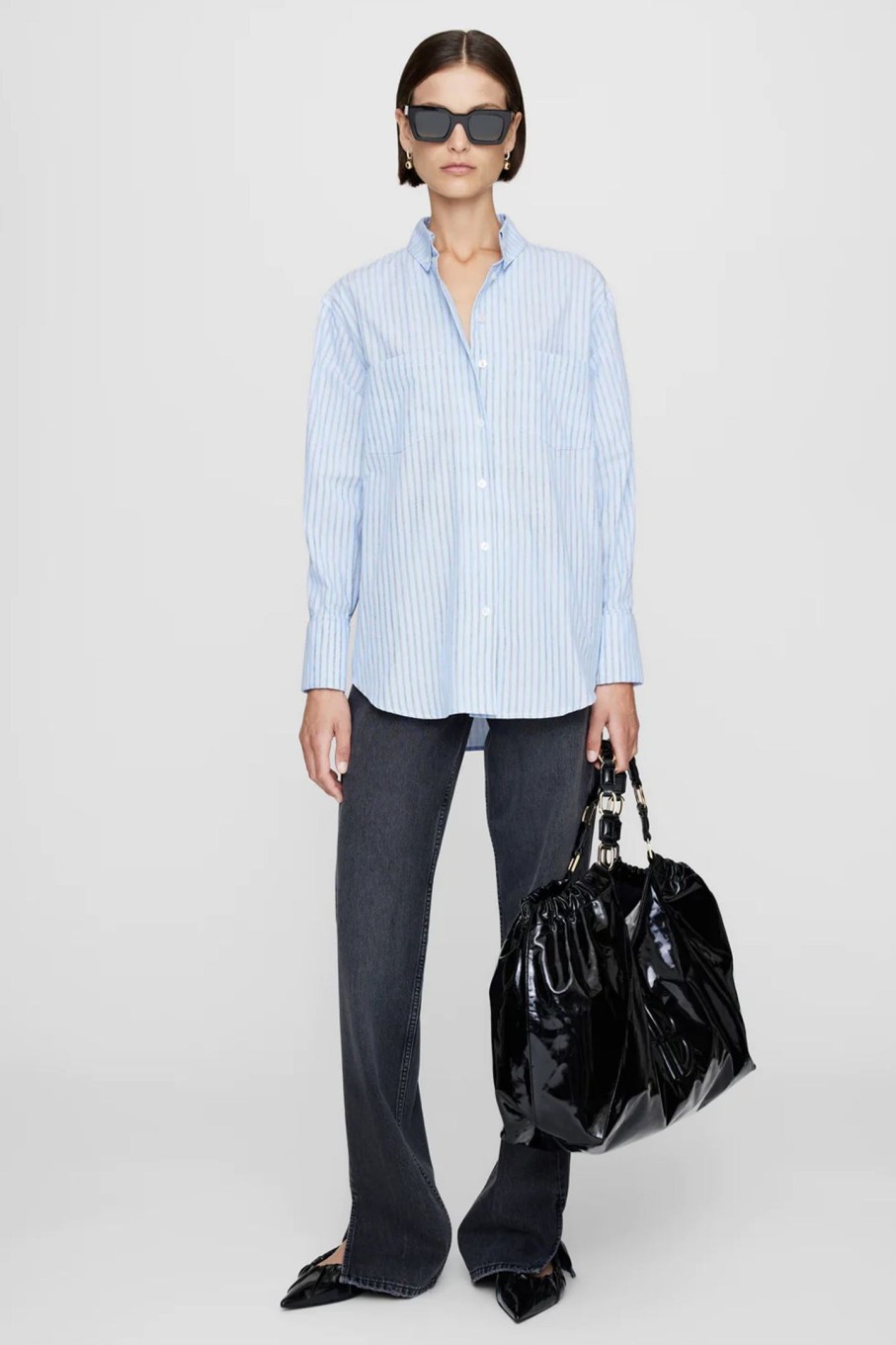 Clothing ANINE BING | Catherine Shirt Blue And White Stripe