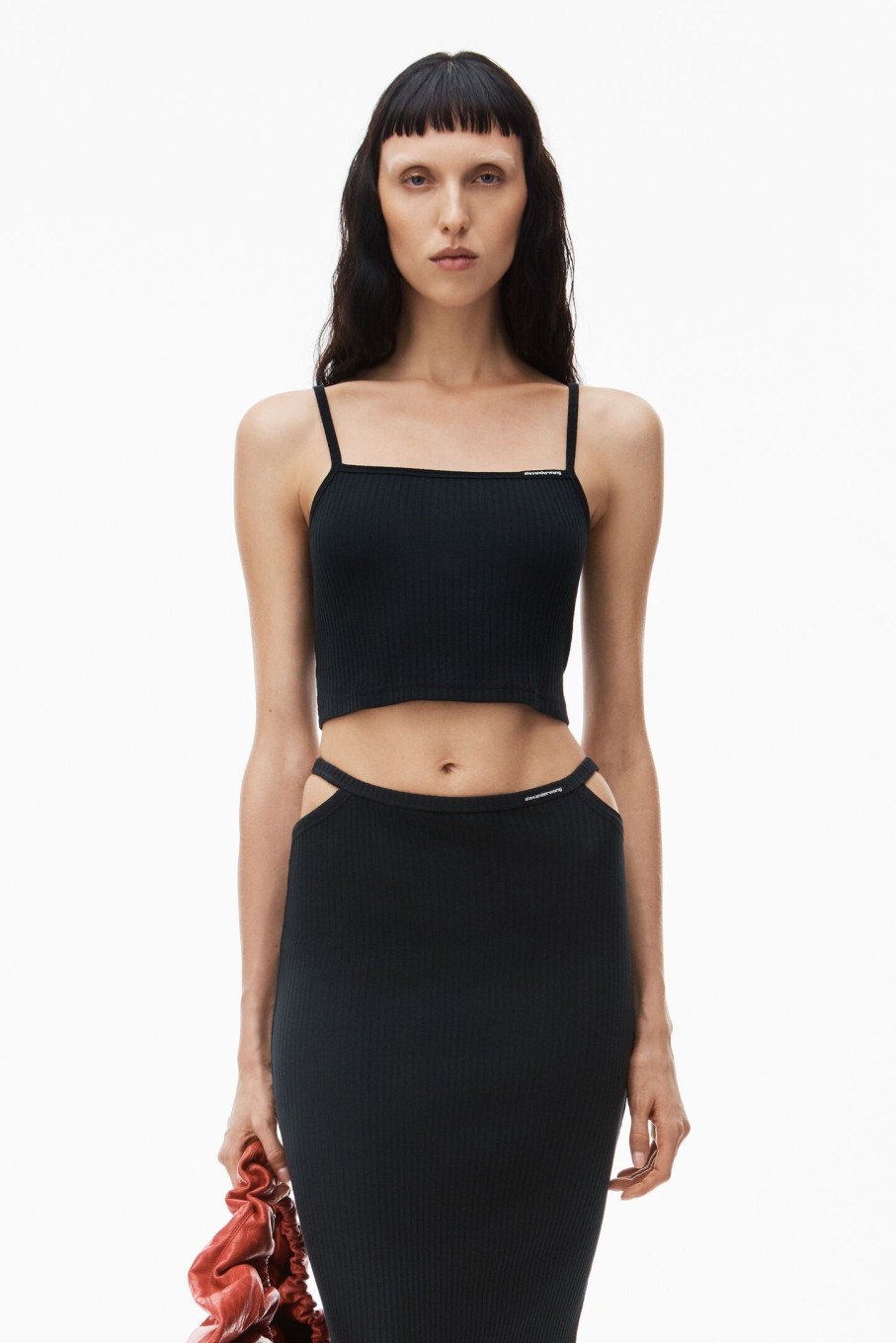 Clothing ALEXANDERWANG.T | Cami Top W/ Skinny Woven Label Black