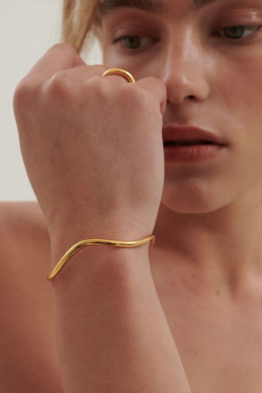 Accessories ANNA ROSSI | Ripple Bangle Cuff On Gold