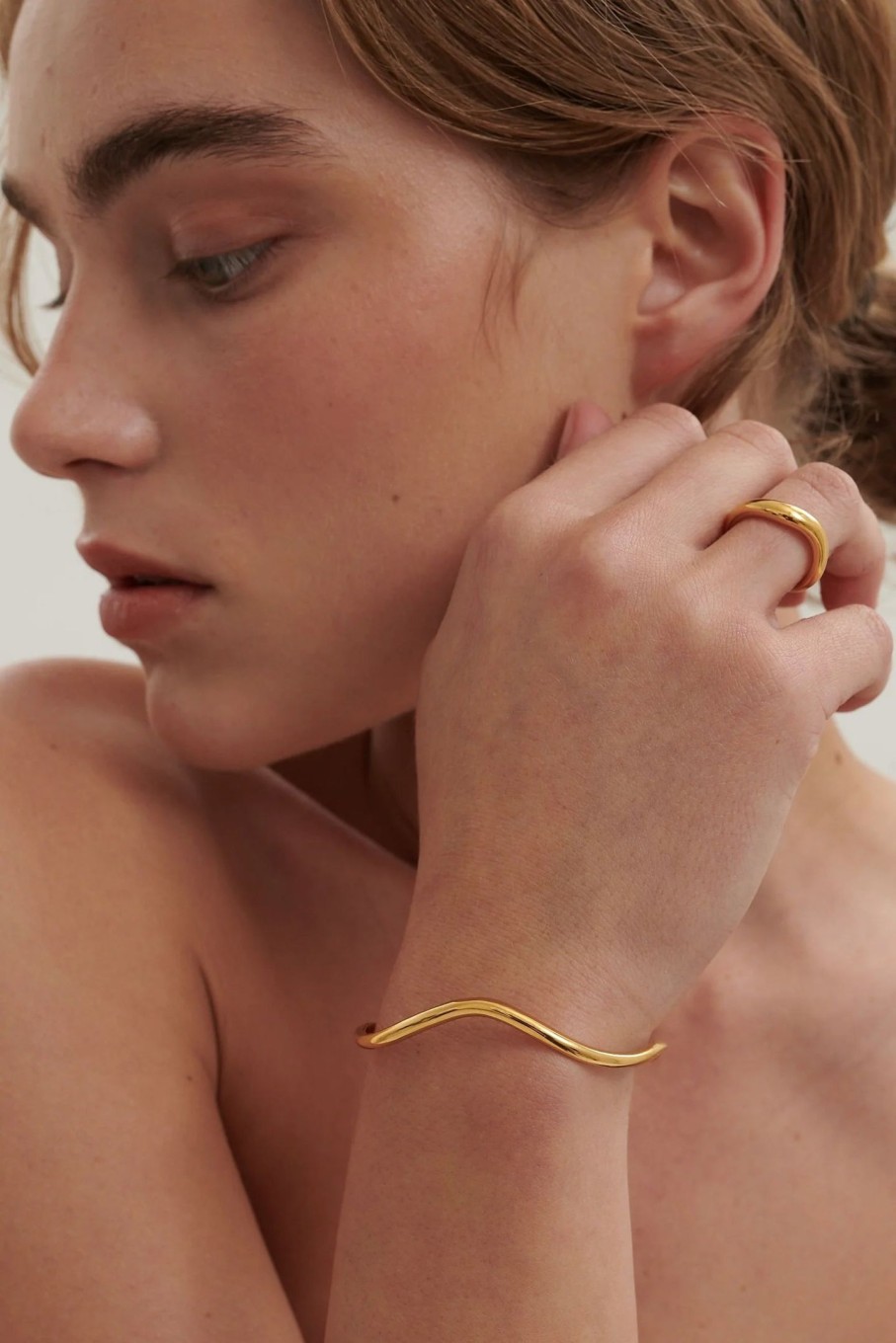 Accessories ANNA ROSSI | Ripple Bangle Cuff On Gold