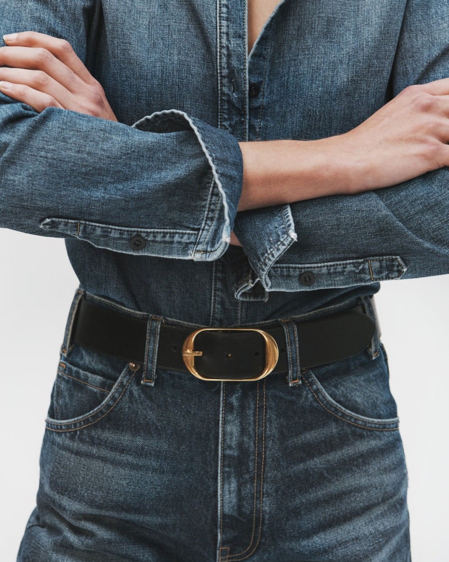 Accessories NILI LOTAN | Nili Belt Black W/Antique Brass Buckle