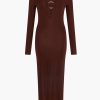 Clothing LOUISA BALLOU | Long Helios Dress Brown