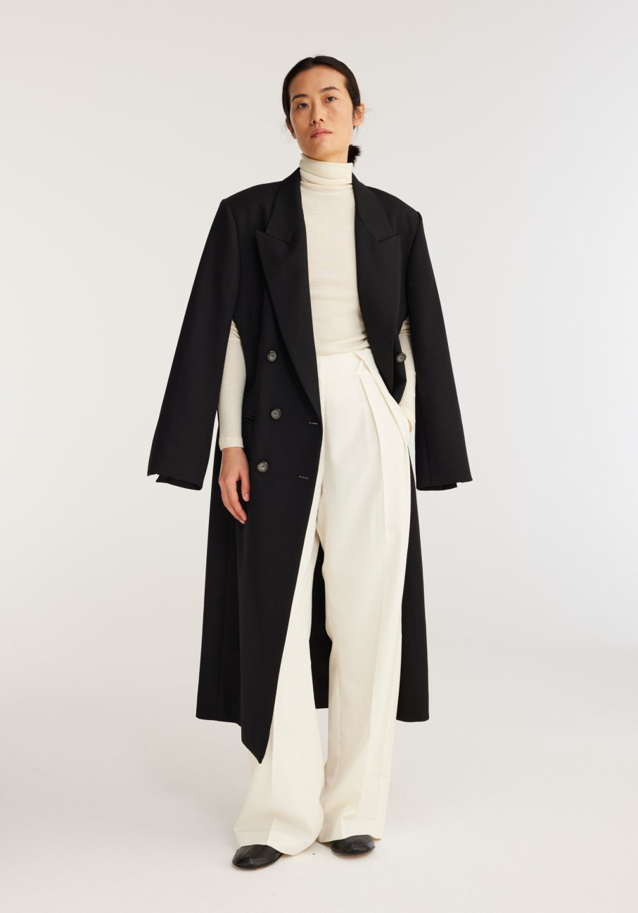 Clothing RÓHE | Tailored Cape Coat Noir