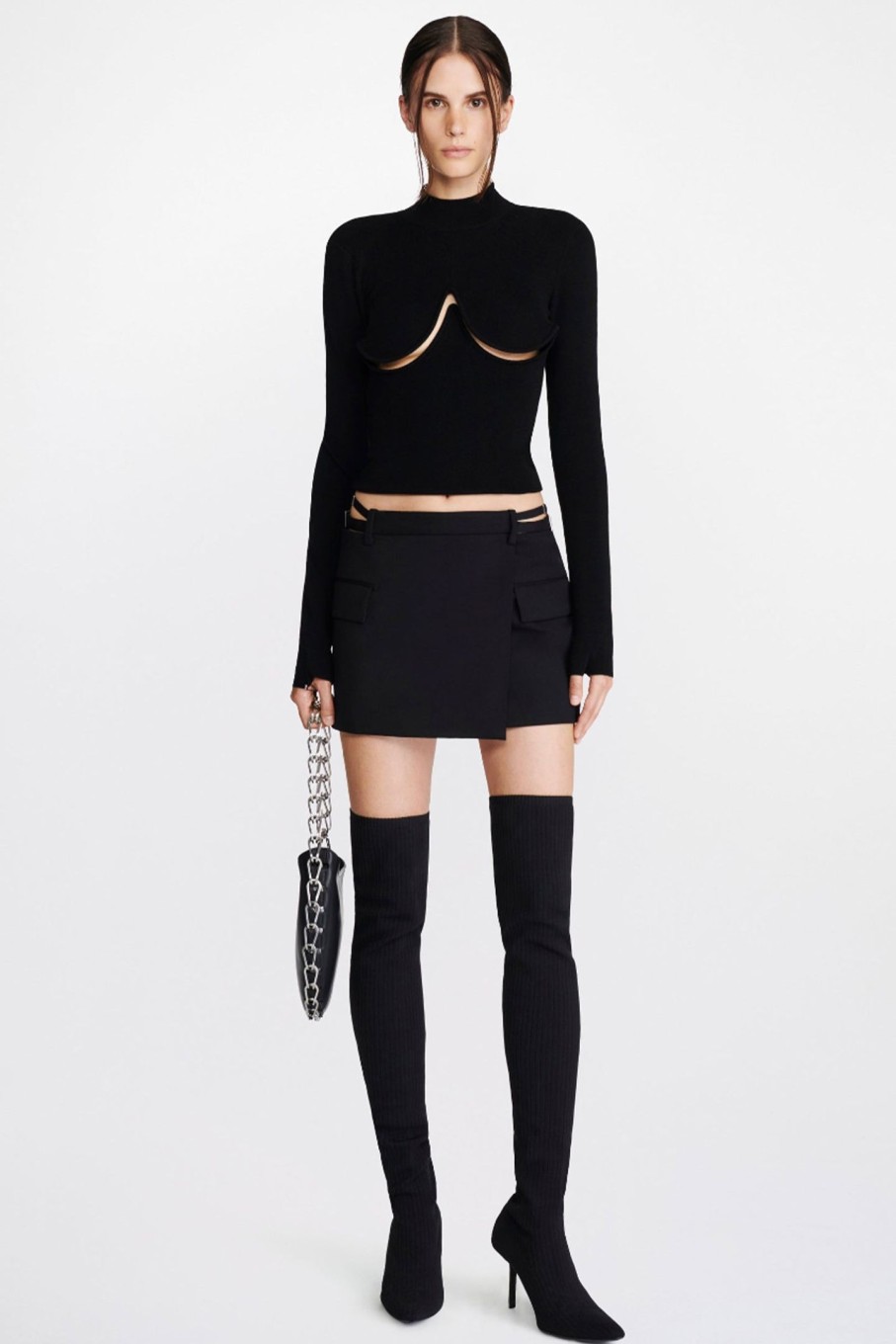 Clothing DION LEE | Lingerie Wool Mini Skirt Black