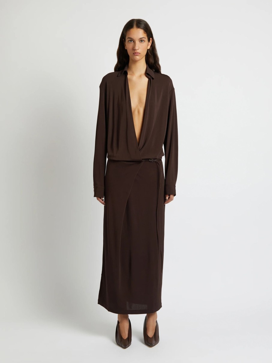 Clothing CHRISTOPHER ESBER | Framed Buckle Wrap Shirt Dress Cacao