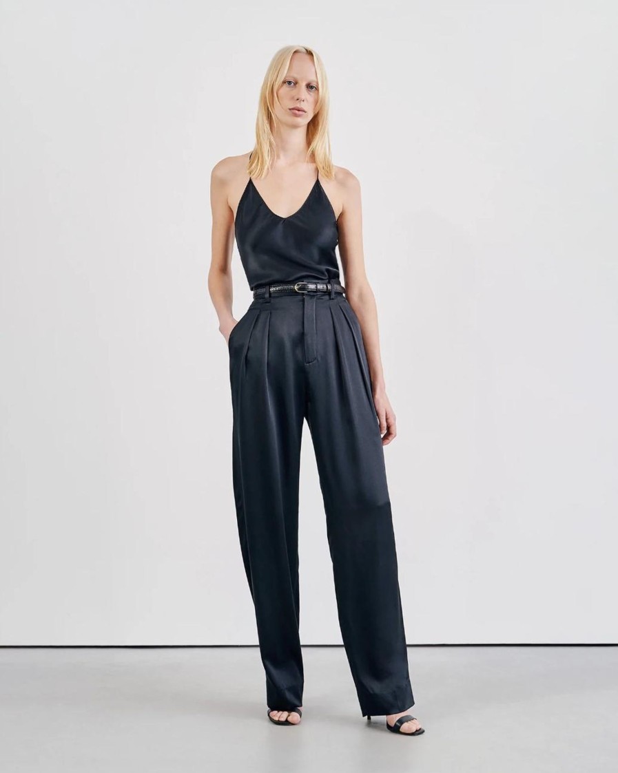 Clothing NILI LOTAN | Etienne Pleated Silk Pant Black