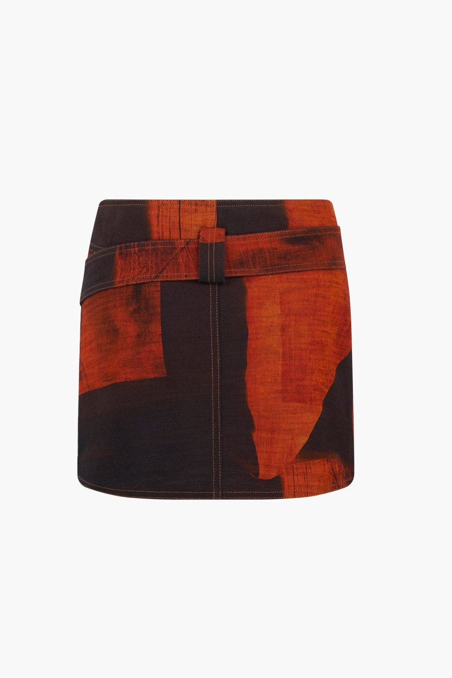 Clothing LOUISA BALLOU | Mini Denim Wrap Skirt Orange Polygon