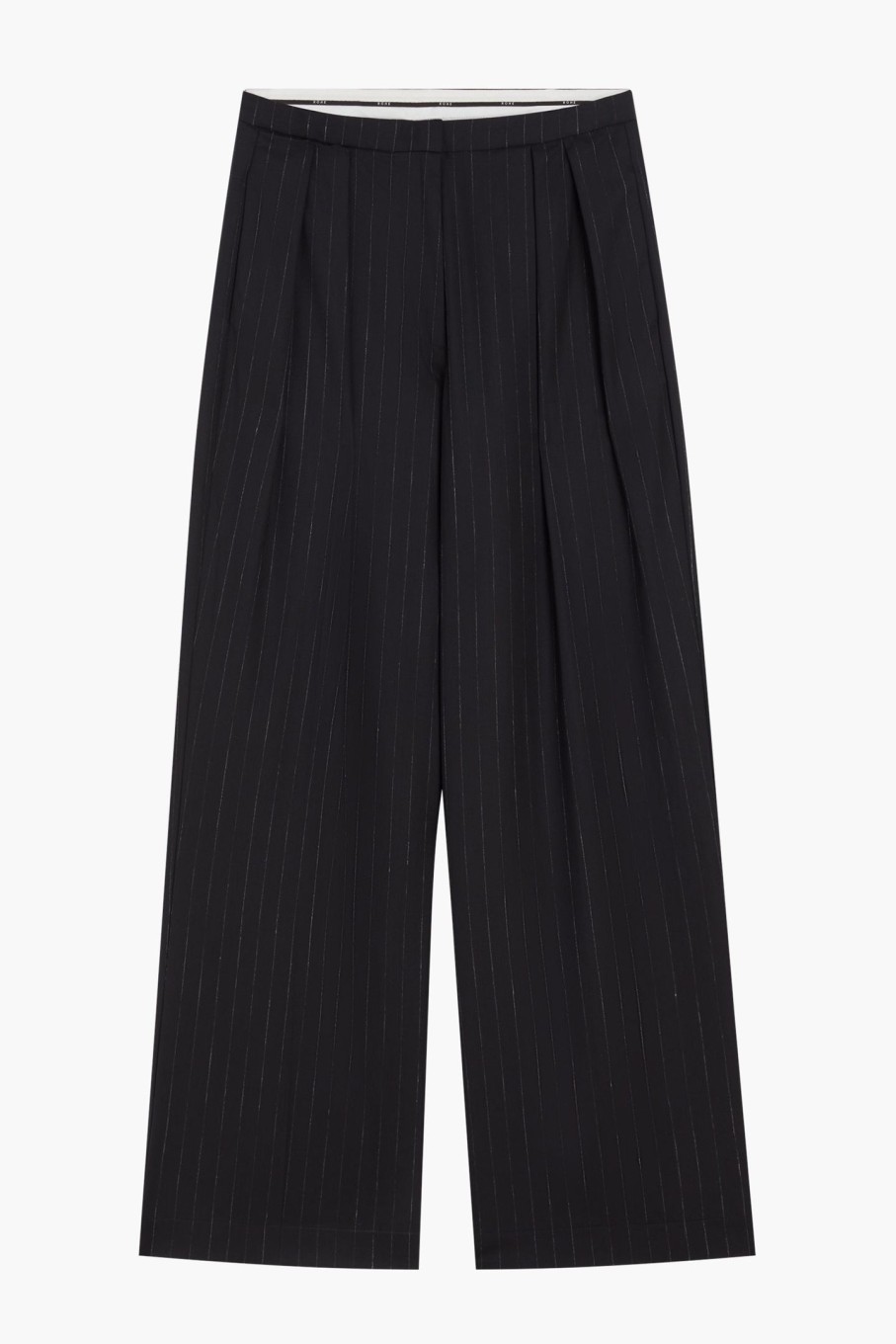 Clothing RÓHE | Wide Leg Pinstripe Trousers Black-Grey Stripe