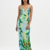 Clothing MUMA WORLD | Eden Illustrated Bias Maxi Dress Blue