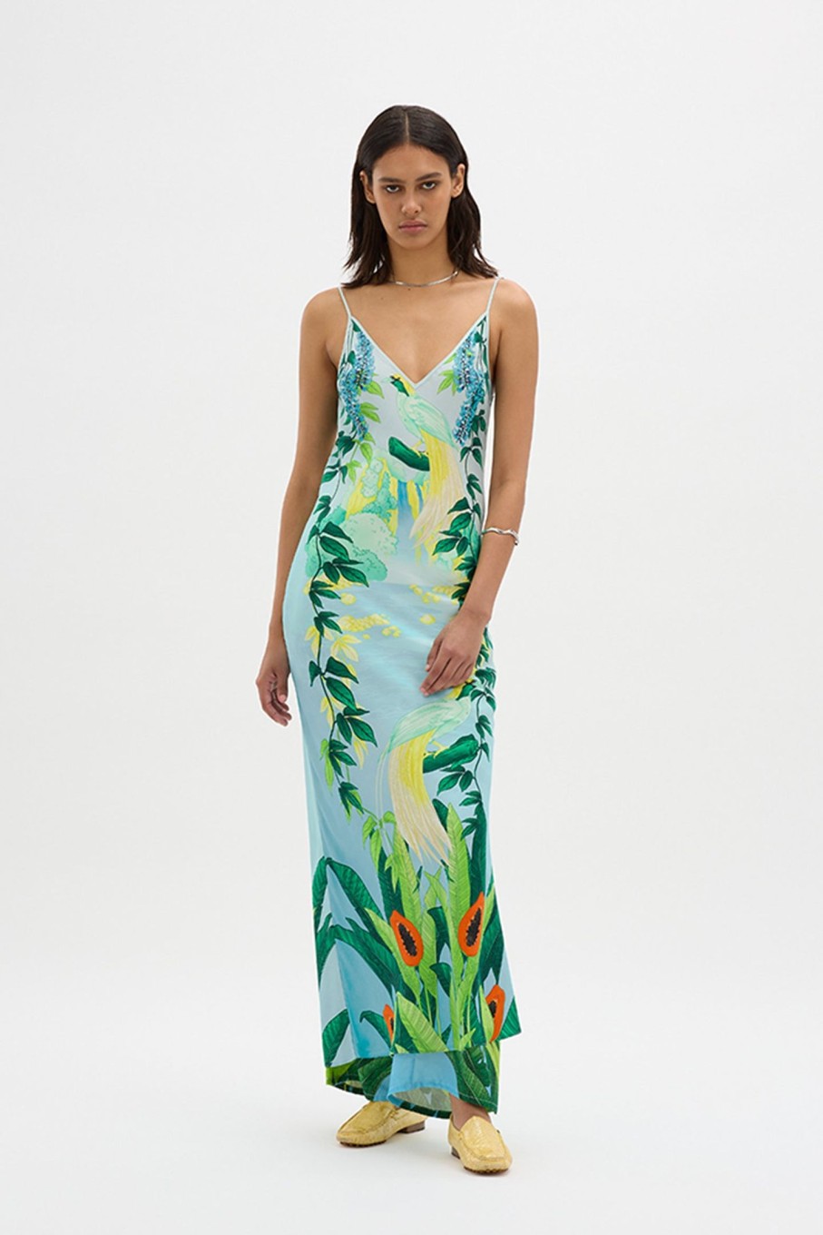 Clothing MUMA WORLD | Eden Illustrated Bias Maxi Dress Blue