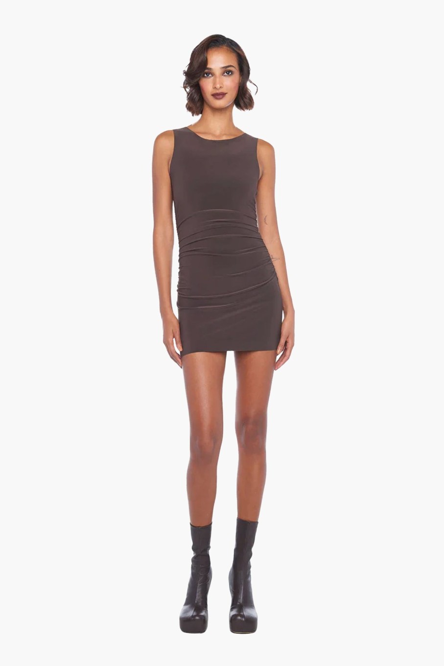 Clothing NORMA KAMALI | Sleeveless Pickleball Mini Dress Chocolate