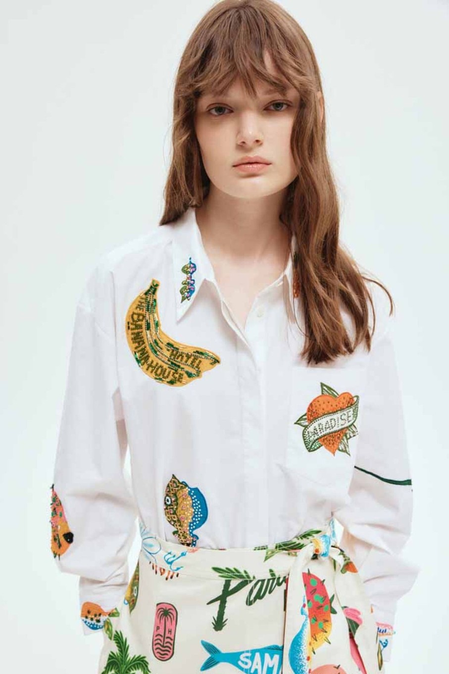 Clothing ALÉMAIS | Clam Embroidered Shirt Cream