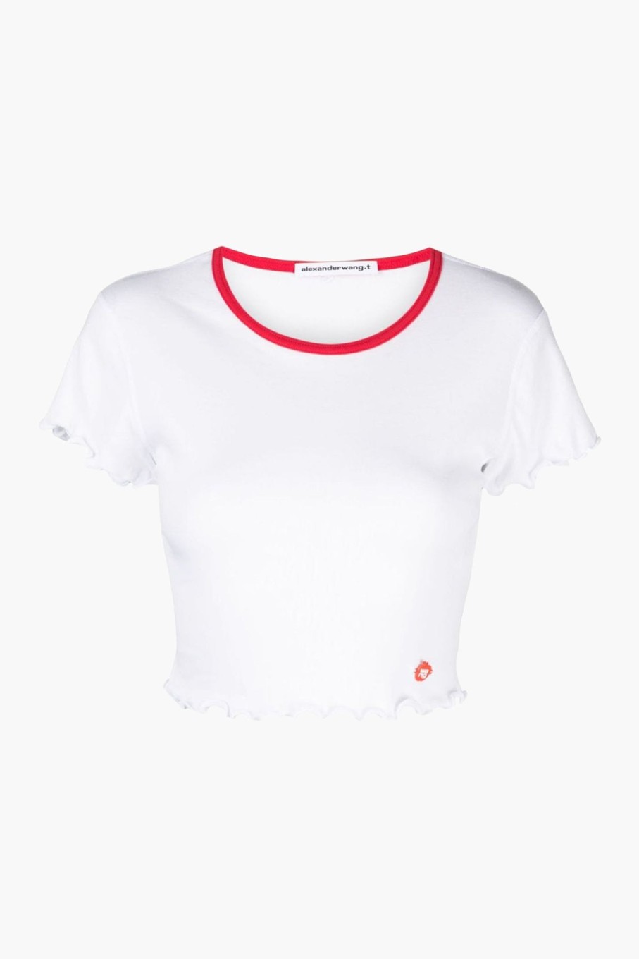 Clothing ALEXANDERWANG.T | Lettuce Hem Crew Neck Baby Tee White