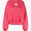 Clothing ALEXANDERWANG.T | Essential Terry Crew Sweatshirt W/ Puff Paint Logo Soft Cherry