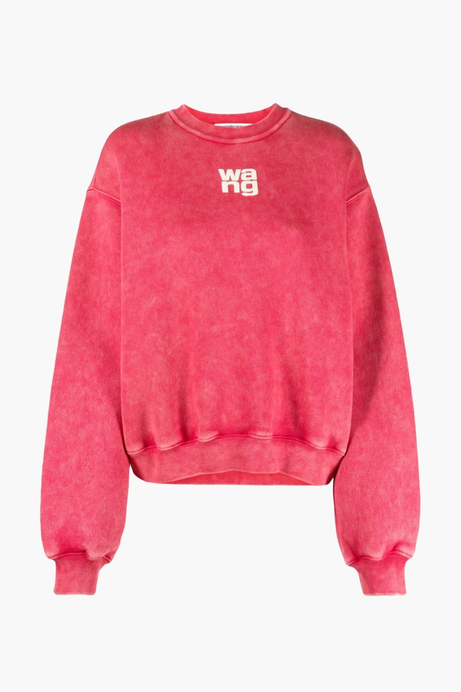 Clothing ALEXANDERWANG.T | Essential Terry Crew Sweatshirt W/ Puff Paint Logo Soft Cherry