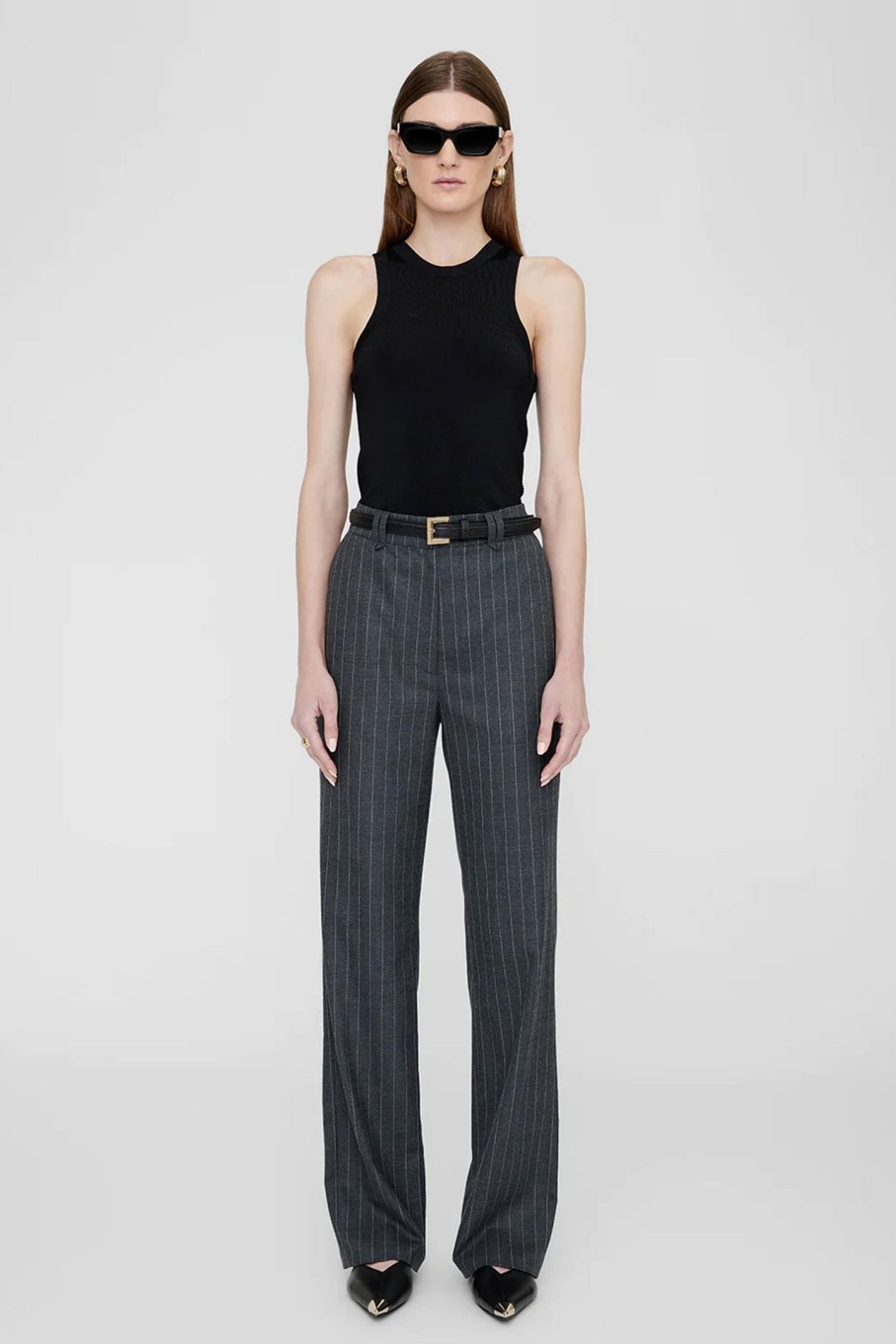 Clothing ANINE BING | Drew Pant Grey Pinstripe