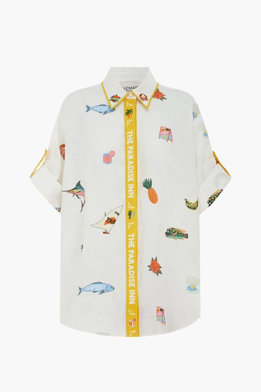 Clothing ALÉMAIS | Blue Marlin Embroidered Shirt Cream