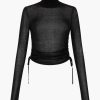 Clothing ST. AGNI | Sheer Ruched Top Black