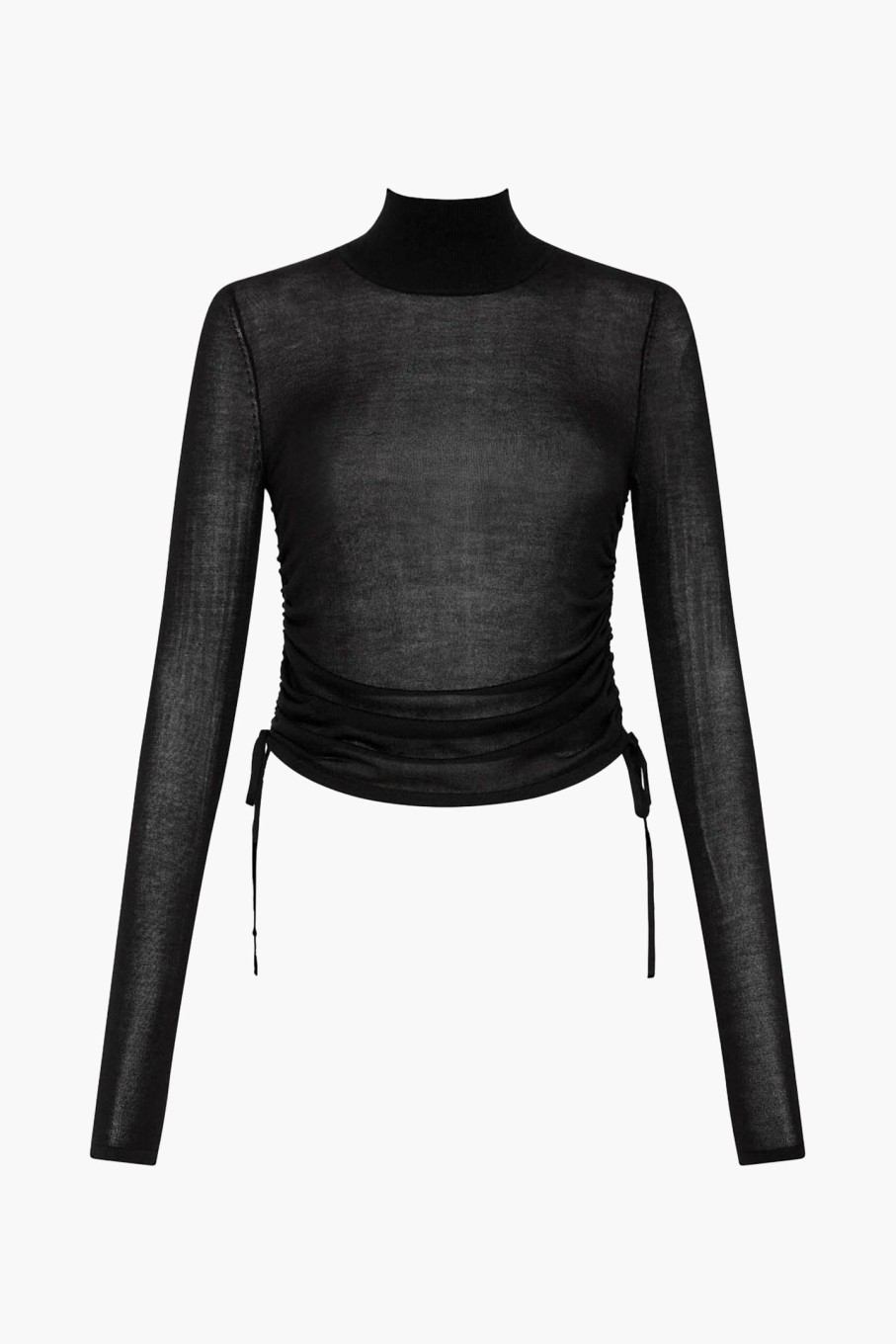 Clothing ST. AGNI | Sheer Ruched Top Black