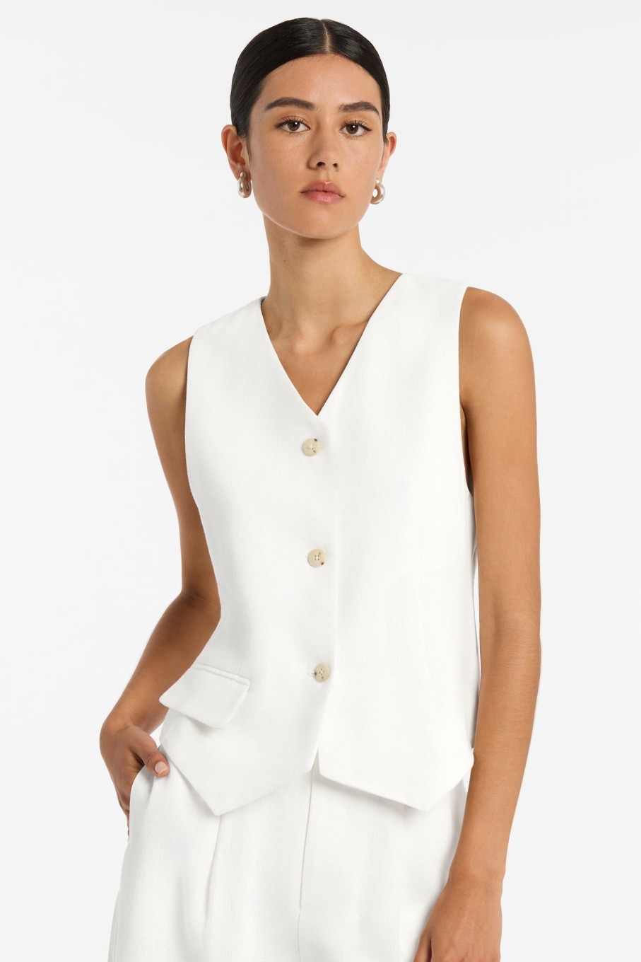 Clothing SIR | Clemence Tailored Vest Ivory