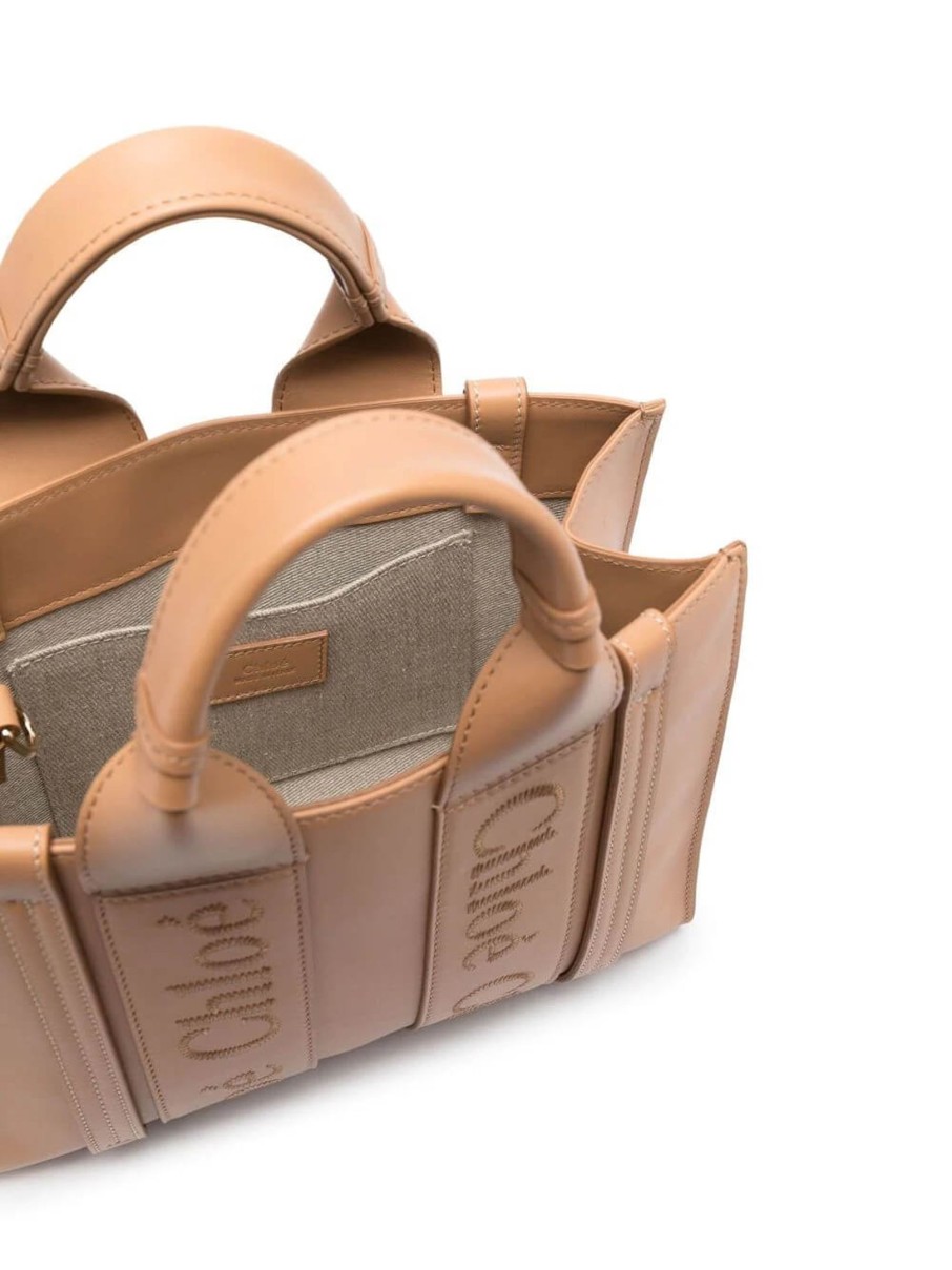 Bags CHLOE | Woody Small Leather Tote With Strap Light Tan