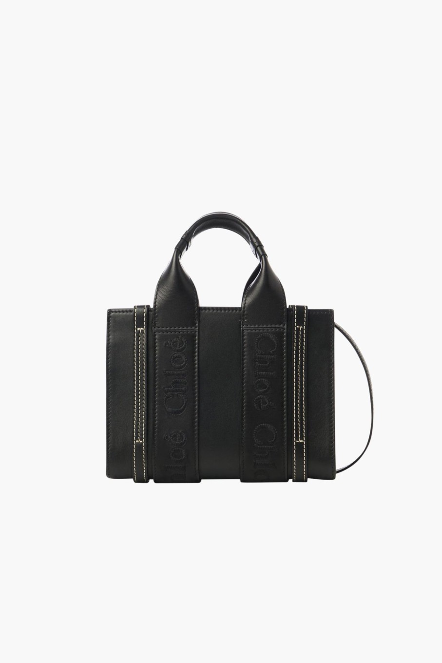 Bags CHLOE | Woody Mini Leather Tote With Strap Black