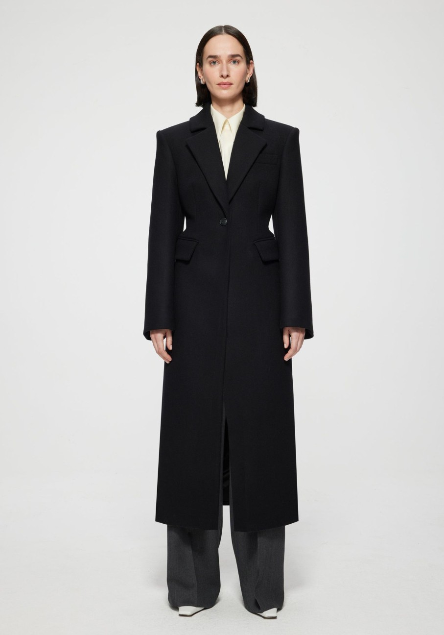 Clothing RÓHE | Long Waisted Coat Noir