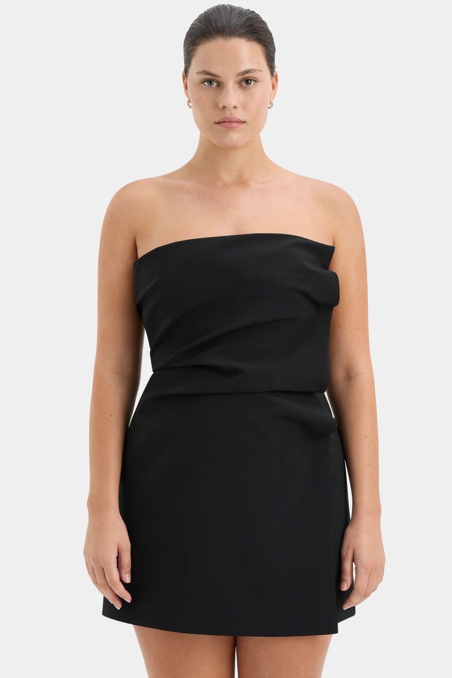 Clothing SIR | Leonardo Pleated Mini Dress Black