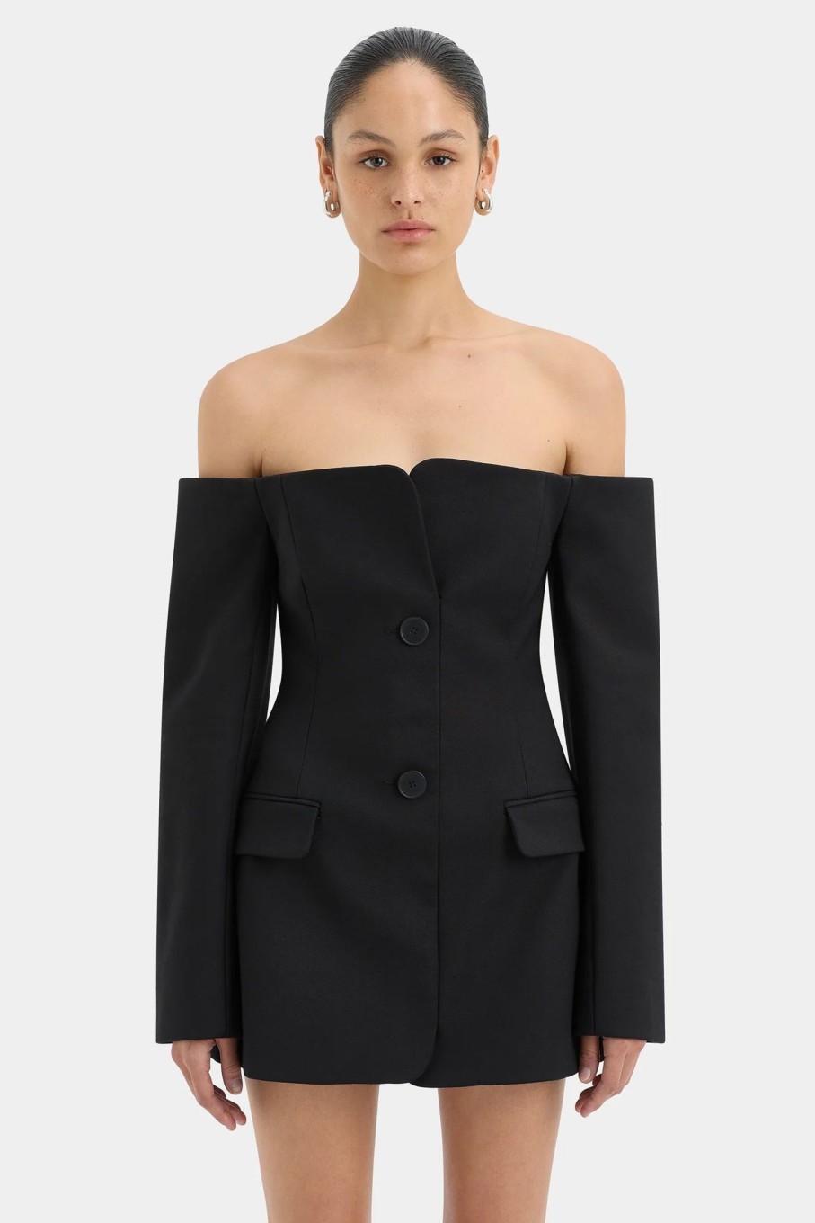 Clothing SIR | Sandrine Tailored Mini Dress Black