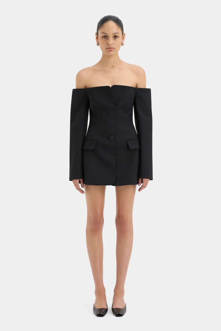 Clothing SIR | Sandrine Tailored Mini Dress Black