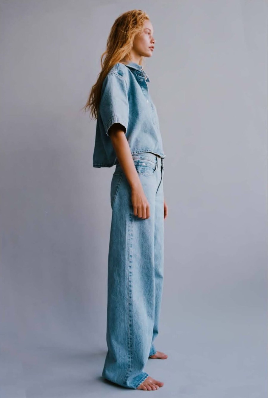 Clothing SLVRLAKE | Mica Low Rise Wide Leg Jean Clear Skies