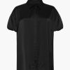 Clothing ESSE | Collected Silk Short Sleeve Shirt Black