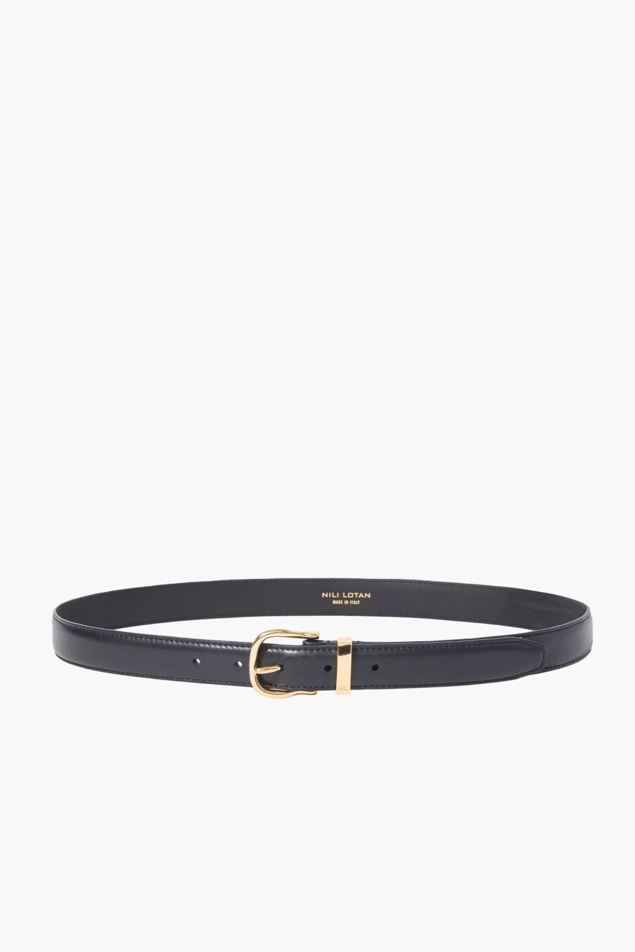 Accessories NILI LOTAN | Louise Belt Black W/Shiny Brass