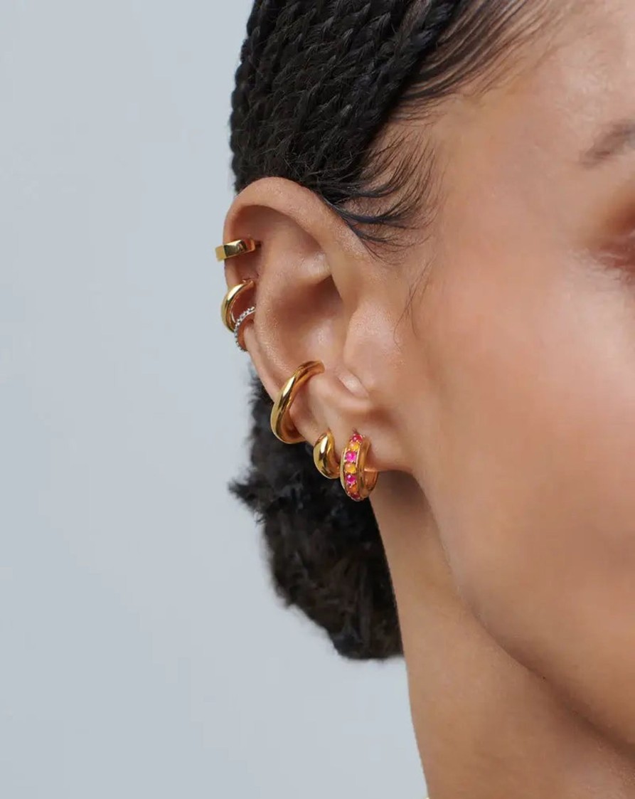 Accessories MISSOMA | Pink Quartz Mini Hoops Gold