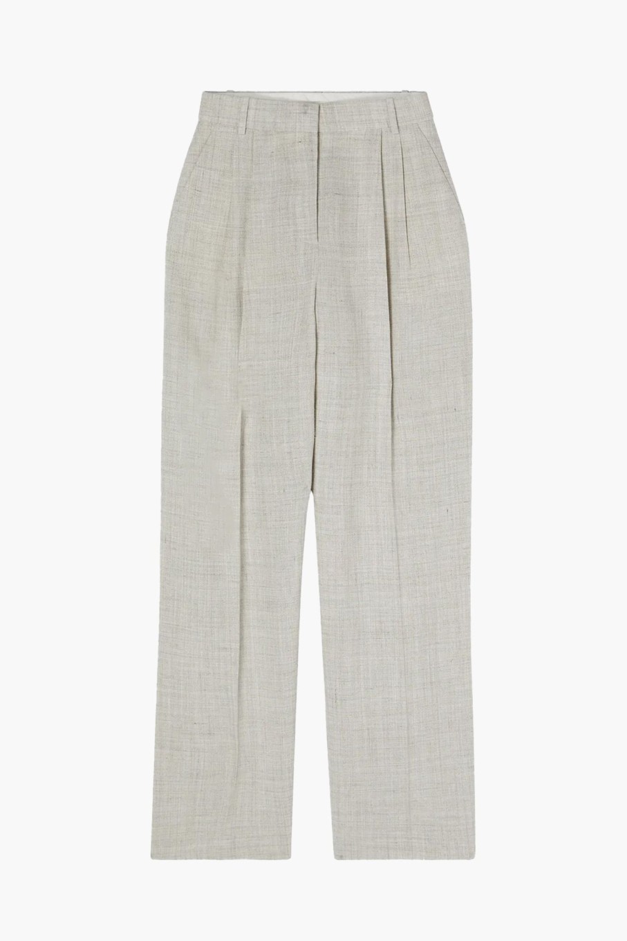 Clothing RÓHE | Wide Leg Pleated Trousers Stone Melange