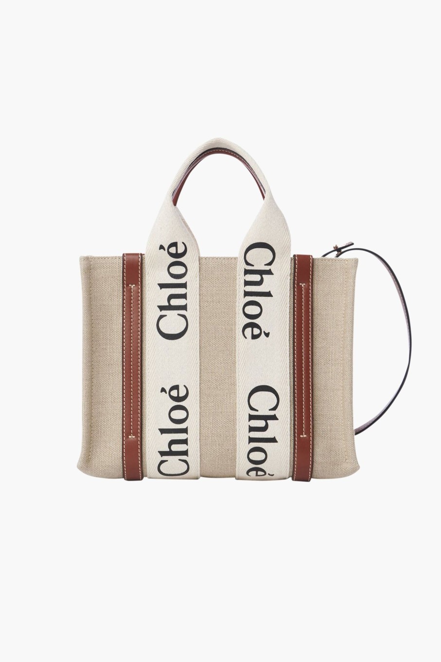 Bags CHLOE | Woody Small Tote With Strap White/Brown