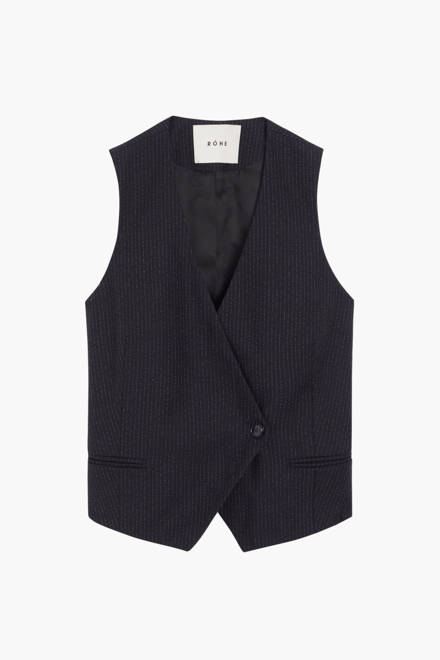 Clothing RÓHE | Fitted Waistcoat Navy Pinstripe