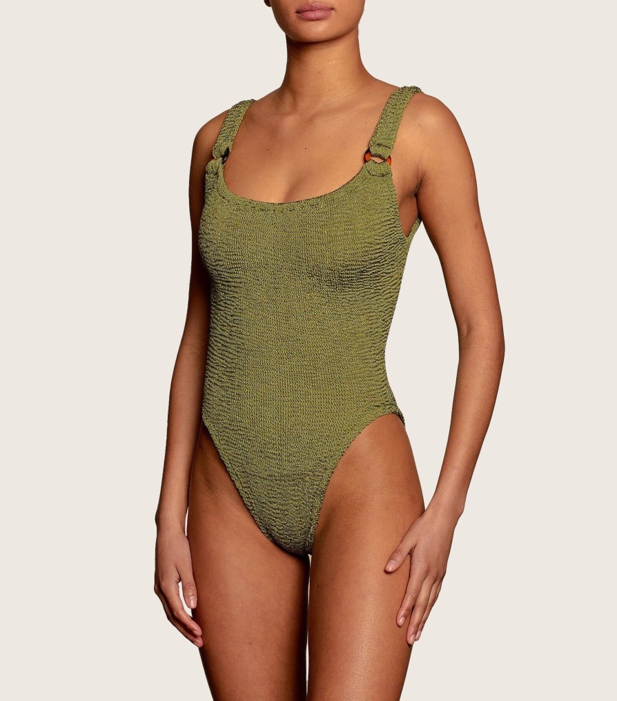 Clothing HUNZA G | Domino Swim Metallic Moss