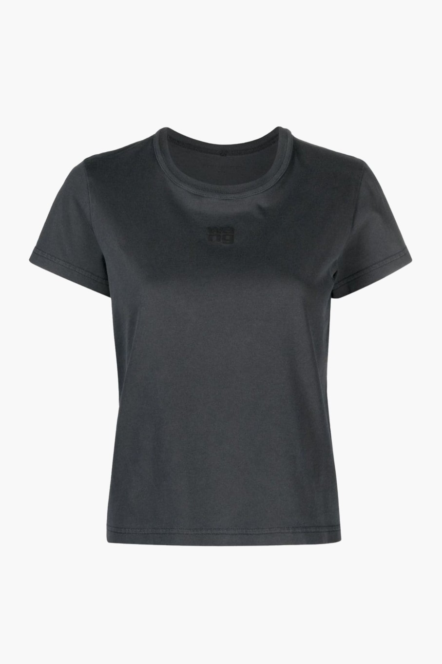 Clothing ALEXANDERWANG.T | Essential Jsy Shrunk Tee W/Puff Logo & Bound Neck Soft Obsidian