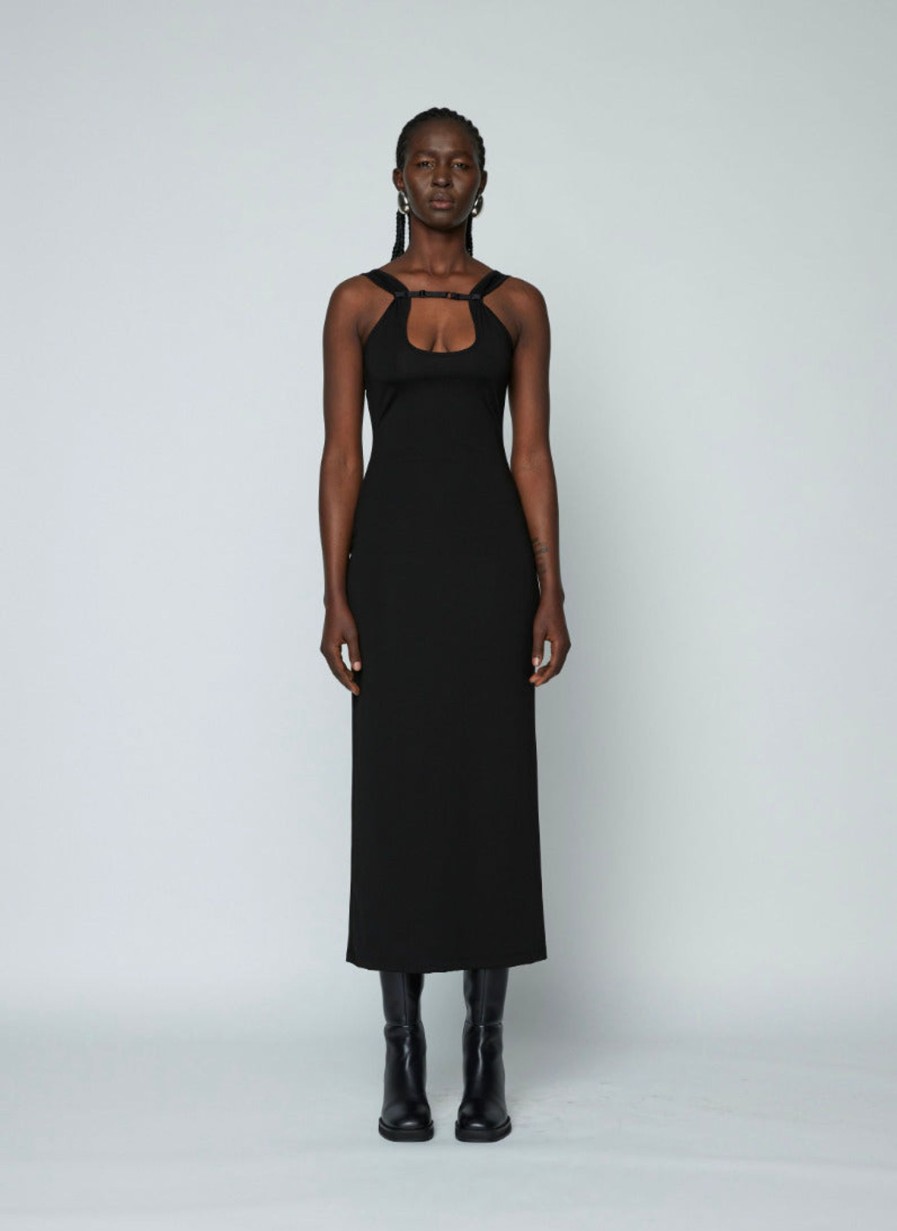 Clothing WYNN HAMLYN | Rib Strap Maxi Dress Black