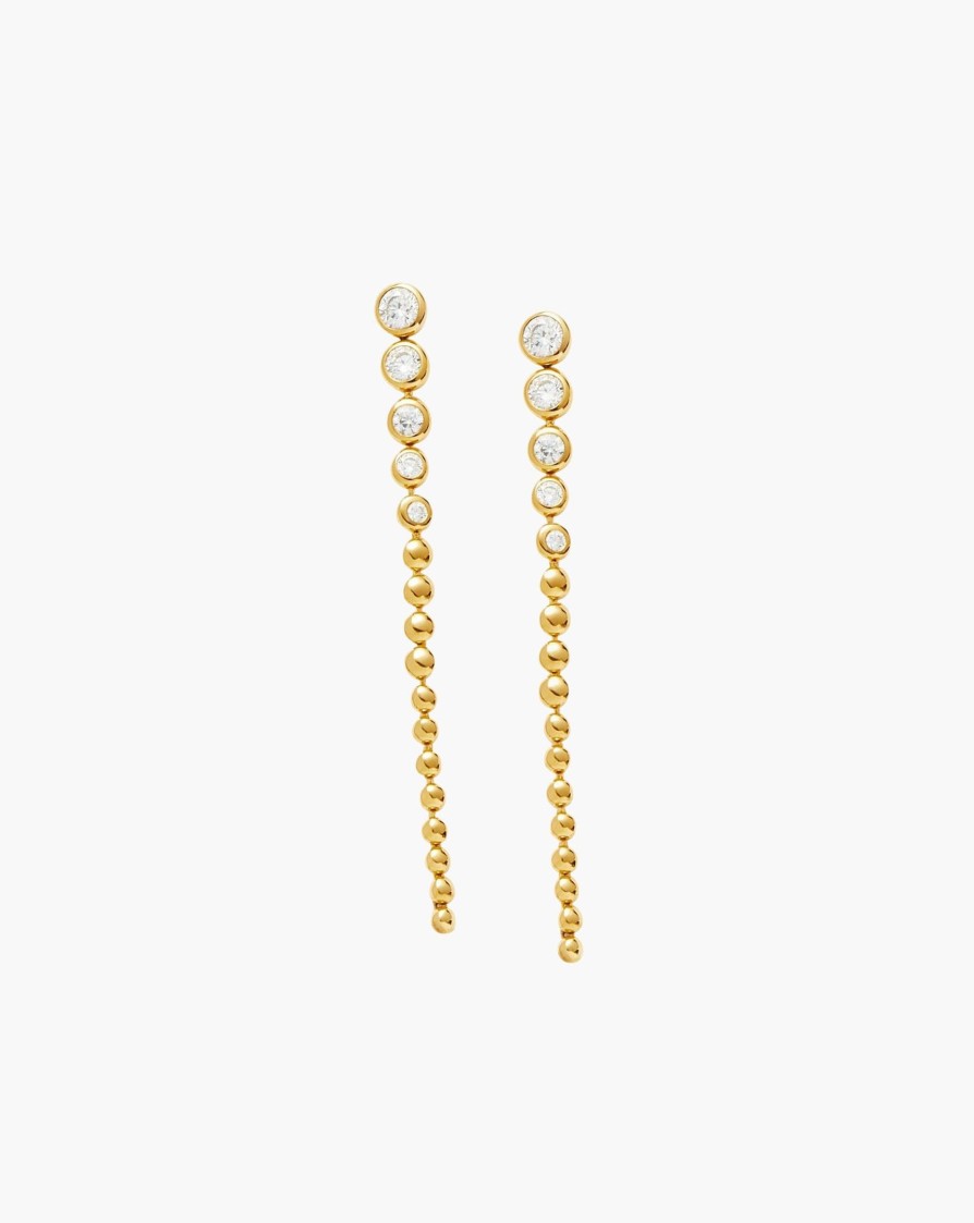 Accessories MISSOMA | White Cz Long Drop Earrings Gold