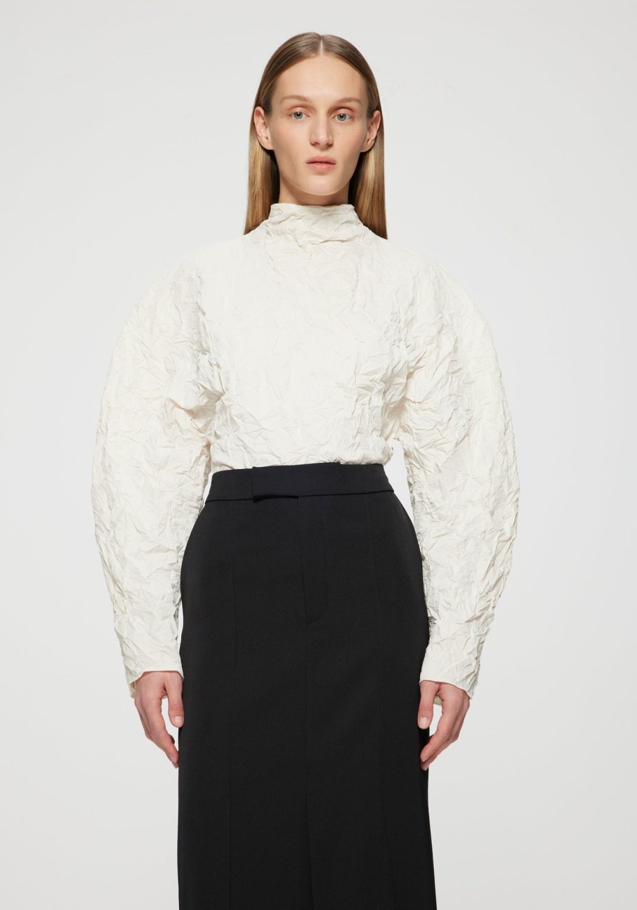 Clothing RÓHE | Crushed Taffeta Sculptural Top Cream