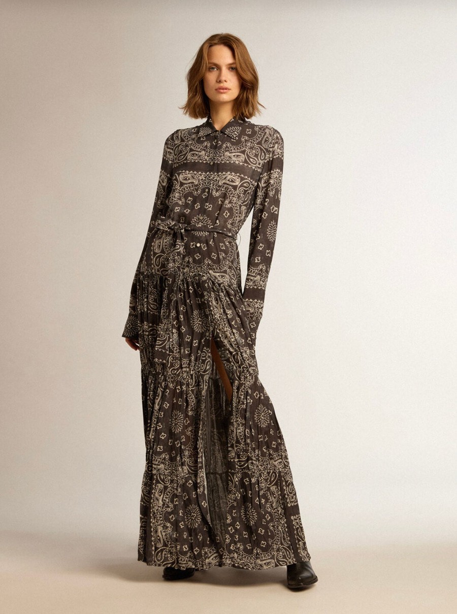 Clothing GOLDEN GOOSE | Golden W'S Long Dress Paisley Print Anthracite