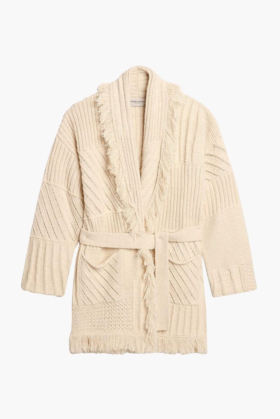 Clothing GOLDEN GOOSE | Journey W'S Knit Belted Cardigan Papyrus