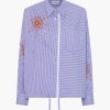 Clothing DES PHEMMES | Splash Embroidery Shirt Violet/White