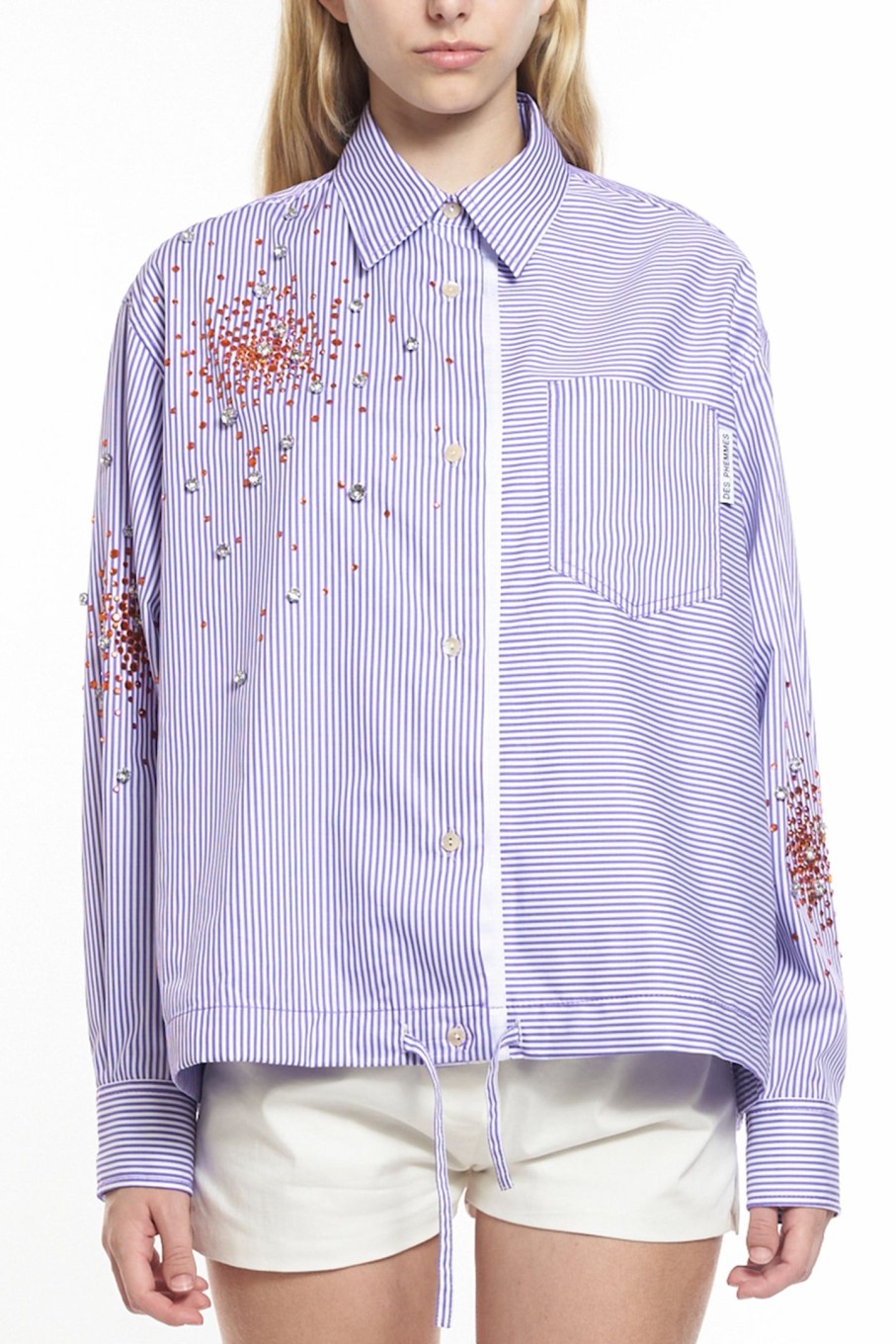 Clothing DES PHEMMES | Splash Embroidery Shirt Violet/White